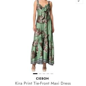Ciebon Kira Monkey Print Front Tie Satin Maxi Dress